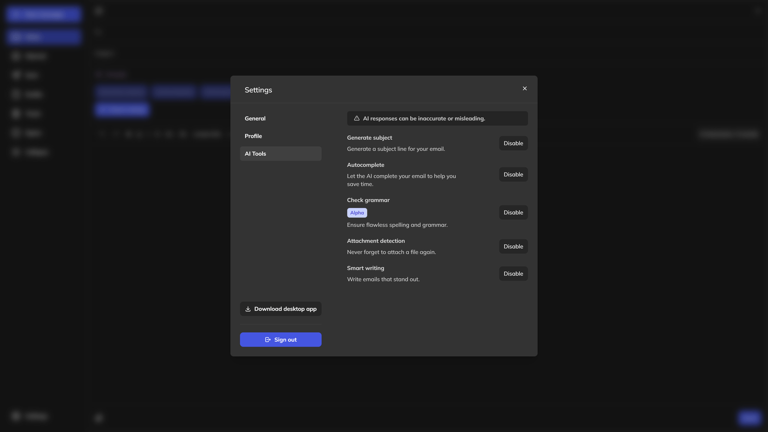 MailMate Settings AI Tools