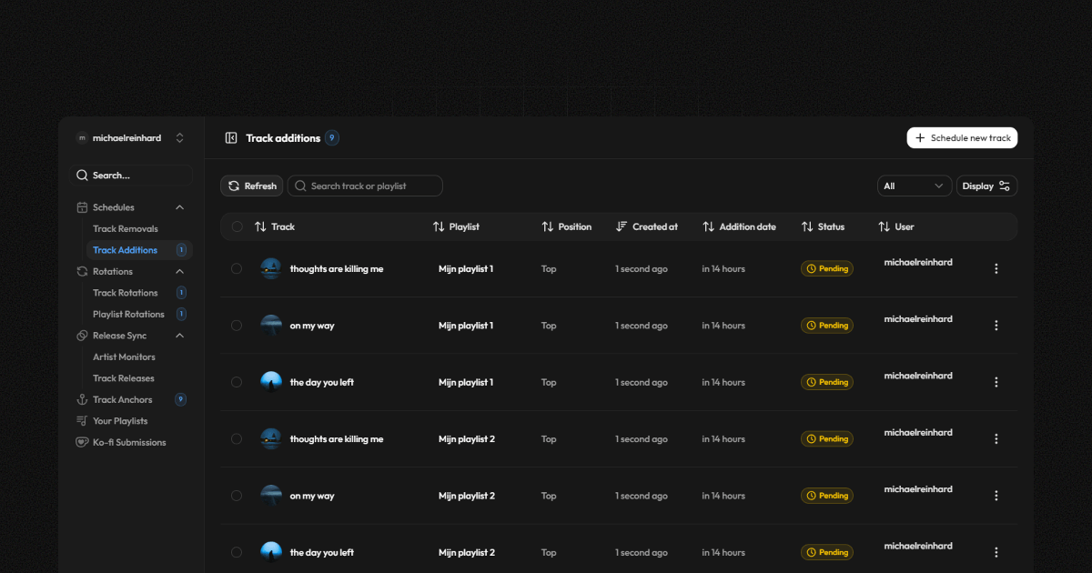Track Rotate - Track Additions