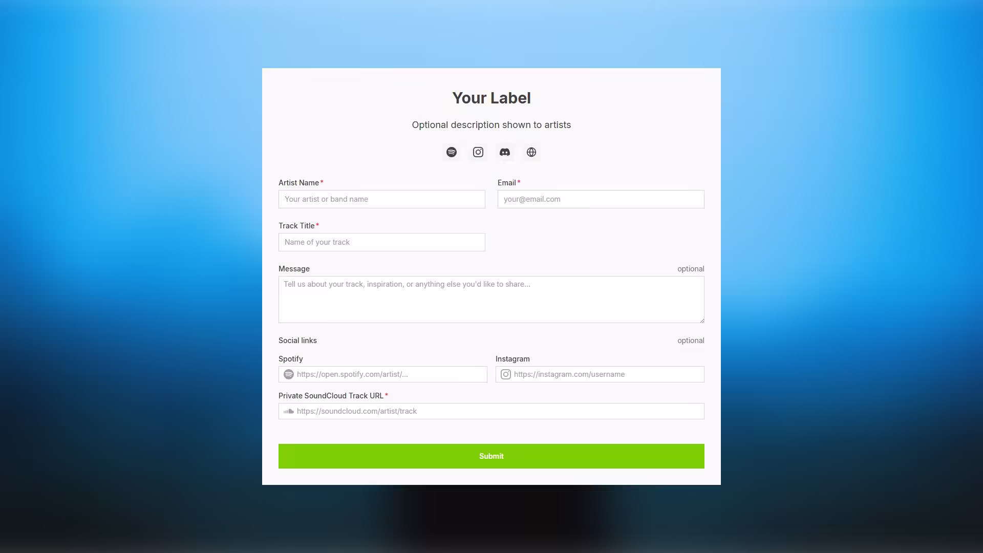 Calmo Submission form