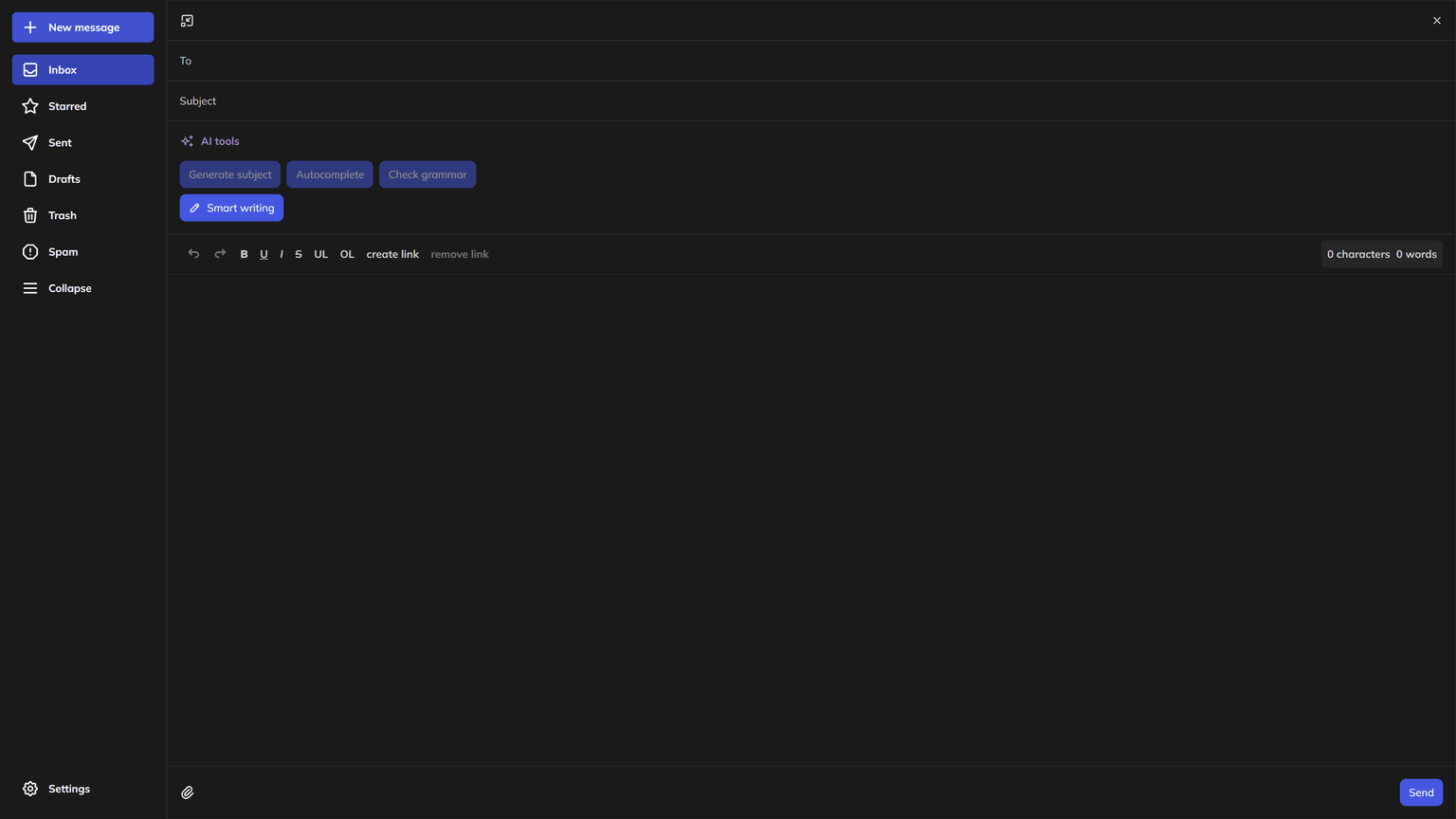 MailMate Create Email Page