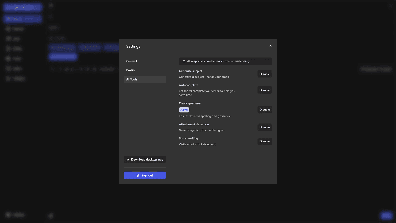 MailMate Settings AI Tools