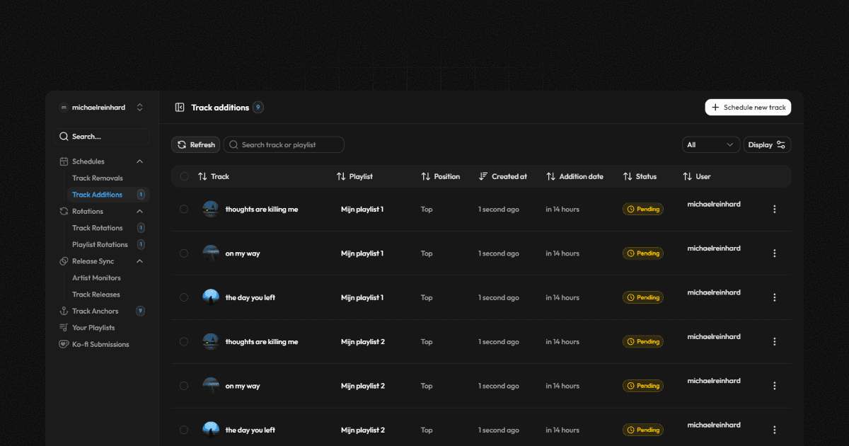 Track Rotate - Track Additions